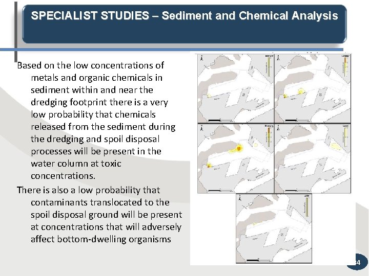 SPECIALIST STUDIES – Sediment and Chemical Analysis Based on the low concentrations of metals