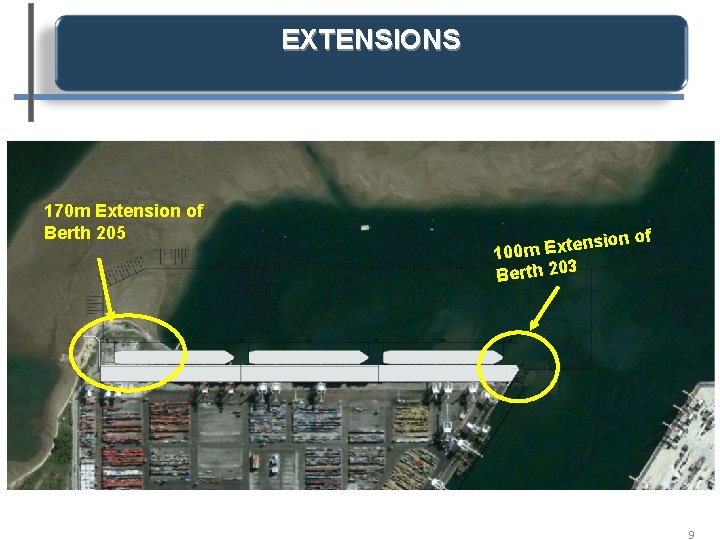 EXTENSIONS 170 m Extension of Berth 205 ion of s n e t x