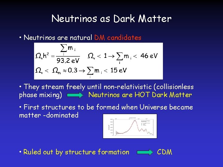 Neutrinos as Dark Matter • Neutrinos are natural DM candidates • They stream freely