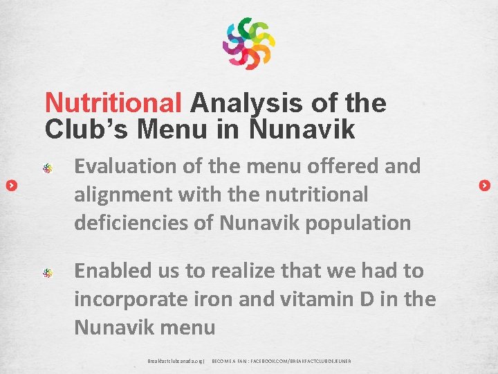 Nutritional Analysis of the Club’s Menu in Nunavik Evaluation of the menu offered and