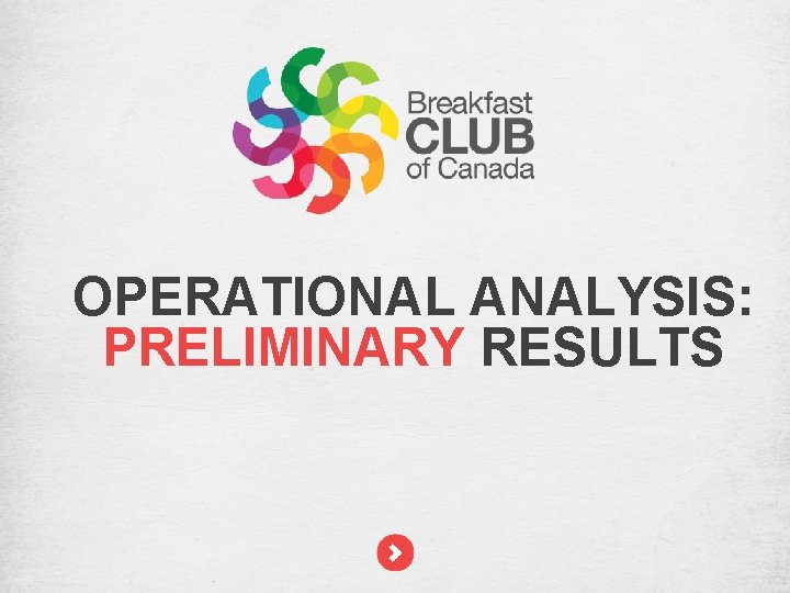 OPERATIONAL ANALYSIS: PRELIMINARY RESULTS 