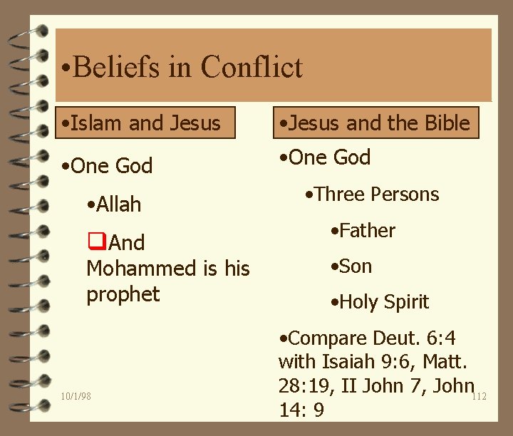  • Beliefs in Conflict • Islam and Jesus • Jesus and the Bible