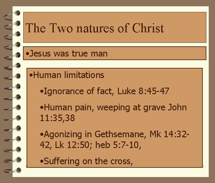 The Two natures of Christ • Jesus was true man • Human limitations •