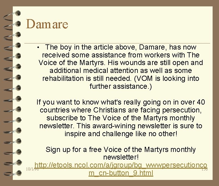 Damare • The boy in the article above, Damare, has now received some assistance