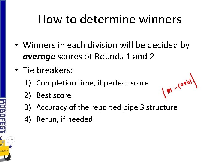 How to determine winners • Winners in each division will be decided by average