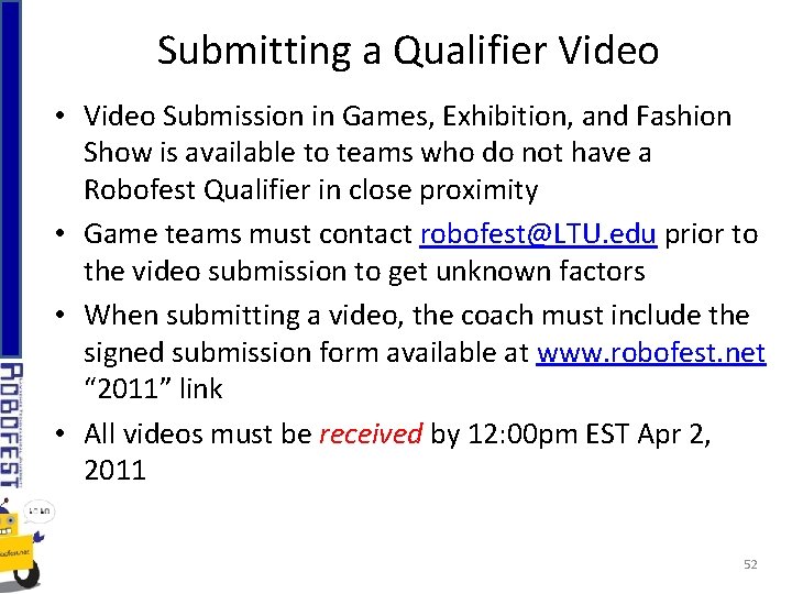 Submitting a Qualifier Video • Video Submission in Games, Exhibition, and Fashion Show is