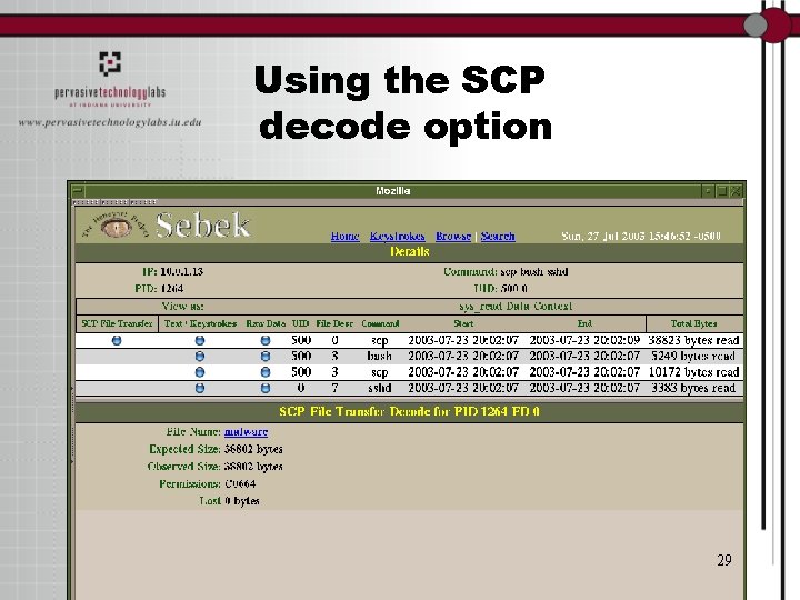 Using the SCP decode option 29 