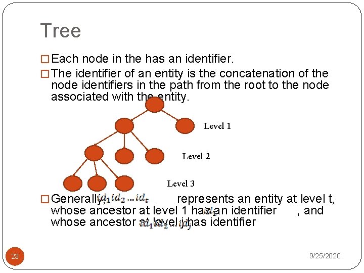 Tree � Each node in the has an identifier. � The identifier of an