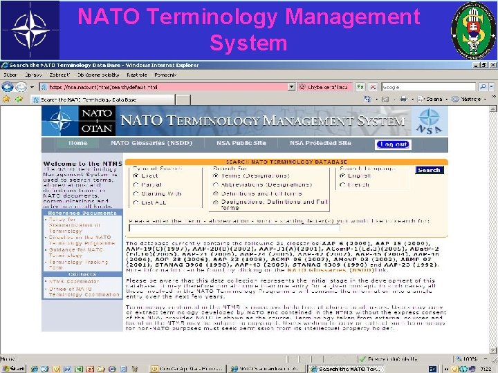 NATO Terminology Management System 25 septembra 2020 Liptovský Mikuláš 19 19 