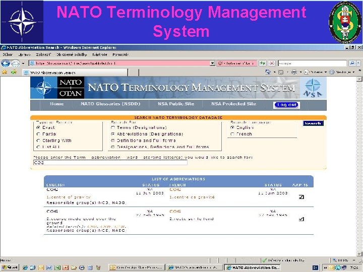 NATO Terminology Management System 25 septembra 2020 Liptovský Mikuláš 21 21 