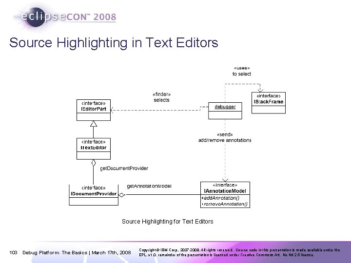 Source Highlighting in Text Editors Source Highlighting for Text Editors 103 Debug Platform: The