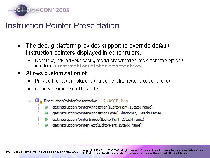 Instruction Pointer Presentation § The debug platform provides support to override default instruction pointers
