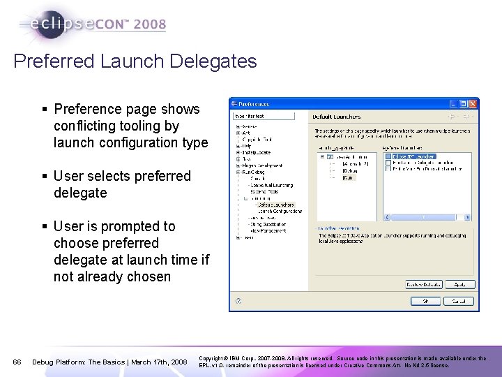 Preferred Launch Delegates § Preference page shows conflicting tooling by launch configuration type §