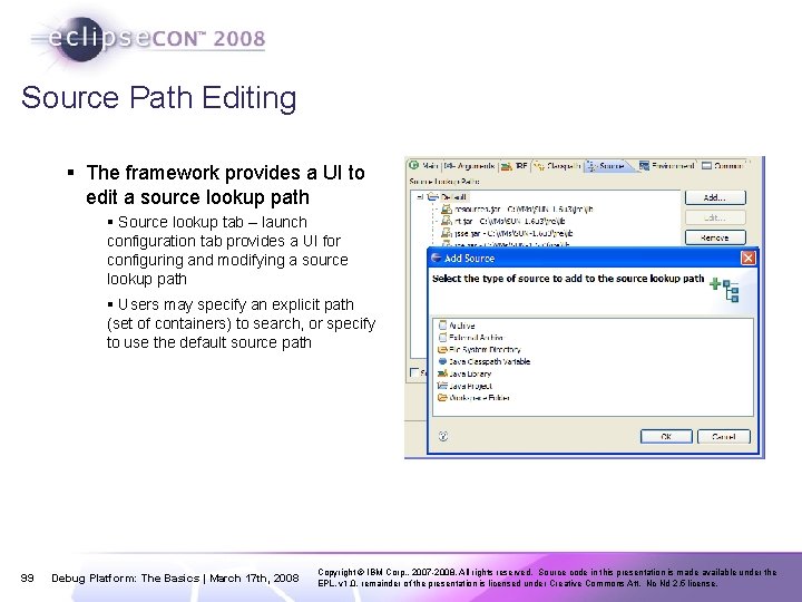 Source Path Editing § The framework provides a UI to edit a source lookup