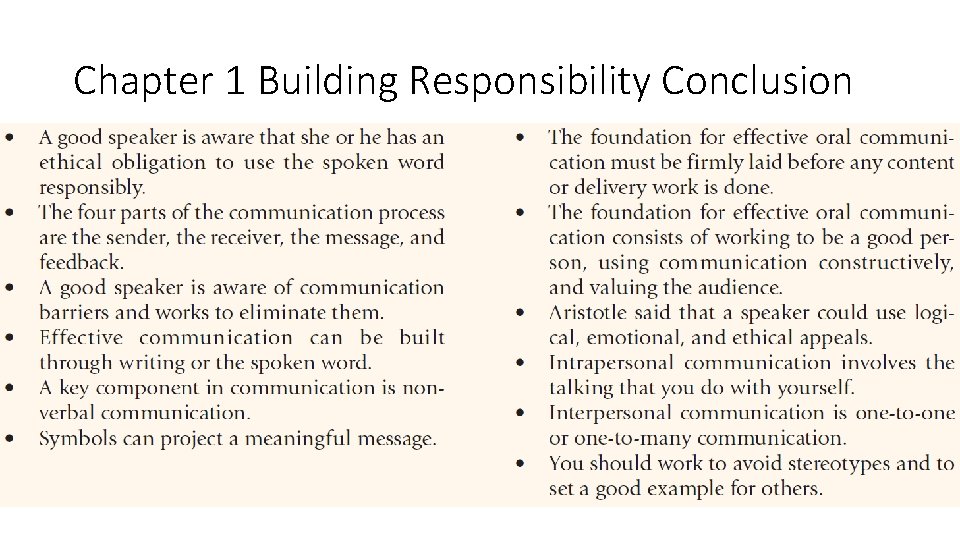 Chapter 1 Building Responsibility Conclusion 