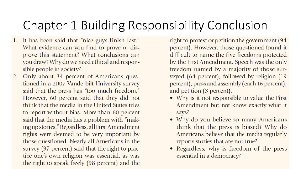 Chapter 1 Building Responsibility Conclusion 