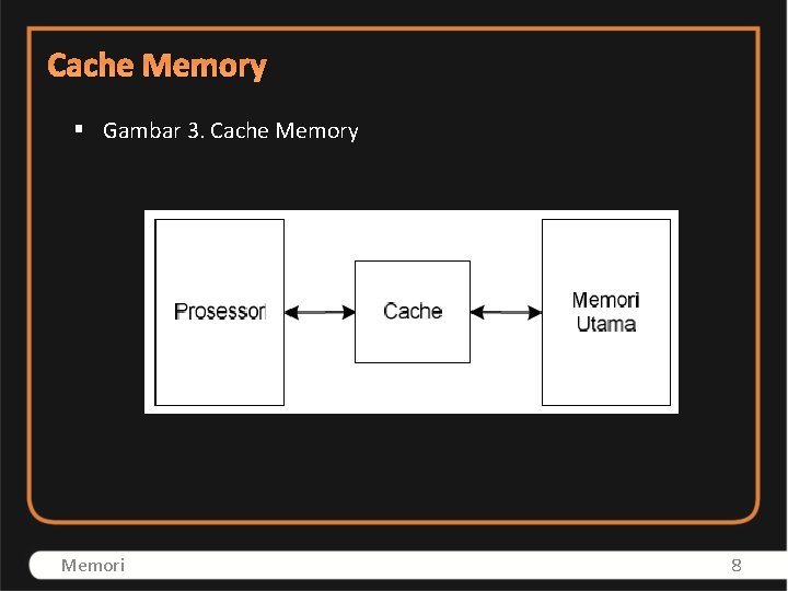 Cache Memory § Gambar 3. Cache Memory Memori 8 