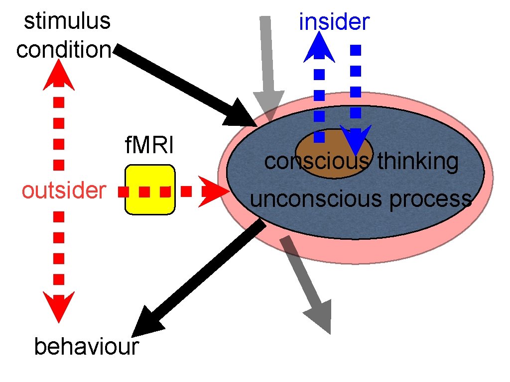 stimulus condition insider f. MRI outsider behaviour conscious thinking unconscious process 