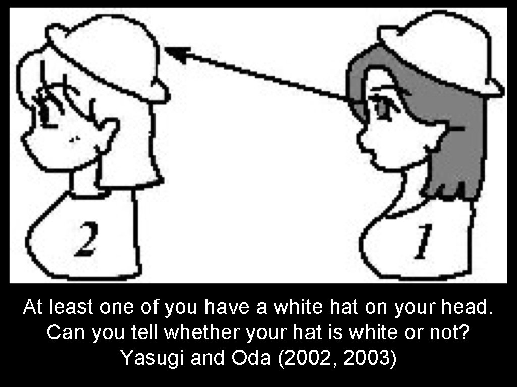 At least one of you have a white hat on your head. Can you