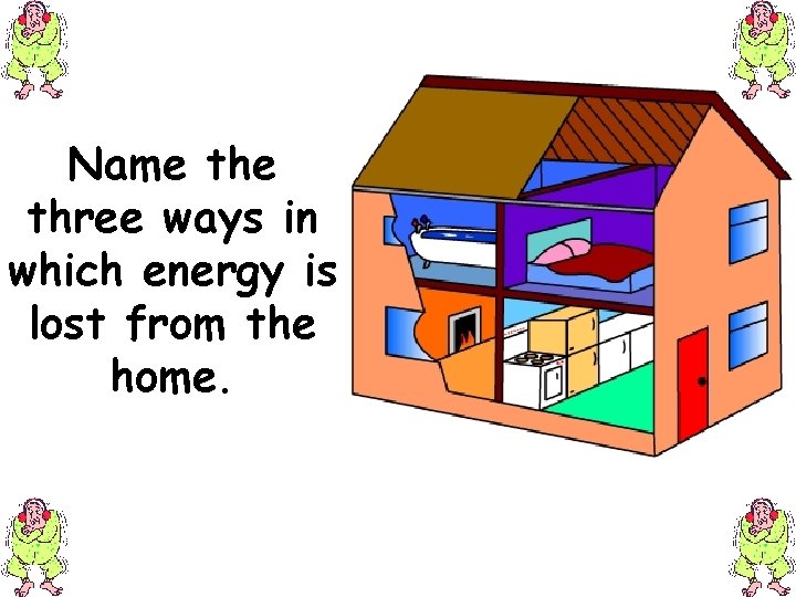 Name three ways in which energy is lost from the home. 
