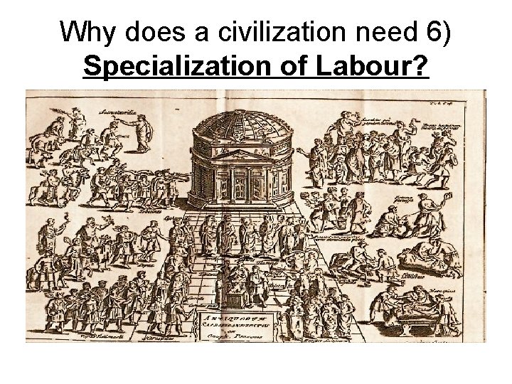 Why does a civilization need 6) Specialization of Labour? 