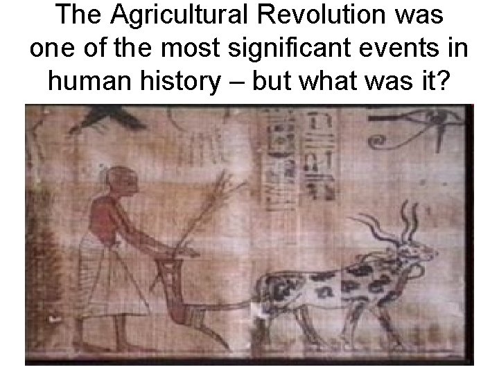 The Agricultural Revolution was one of the most significant events in human history –