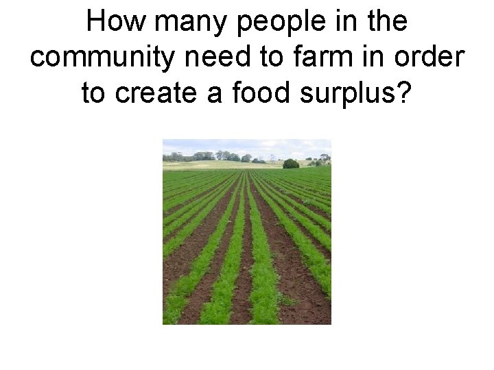 How many people in the community need to farm in order to create a