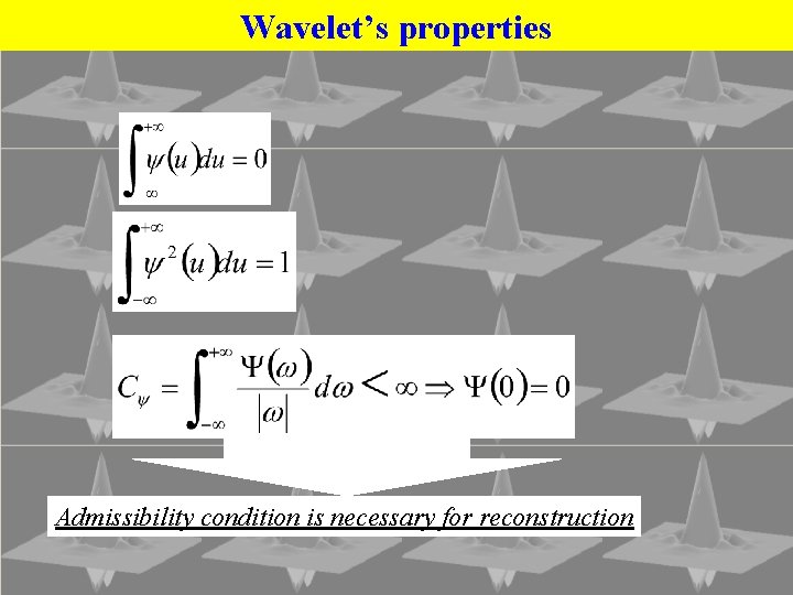 Wavelet’s properties Admissibility condition is necessary for reconstruction 