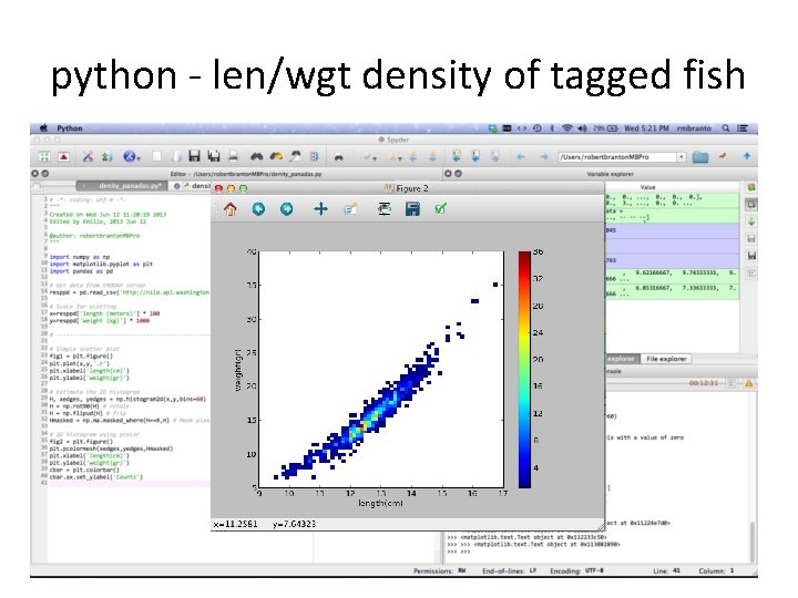 python - len/wgt density of tagged fish 