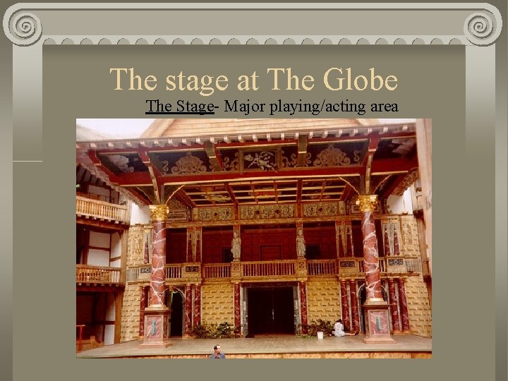 The stage at The Globe The Stage- Major playing/acting area 