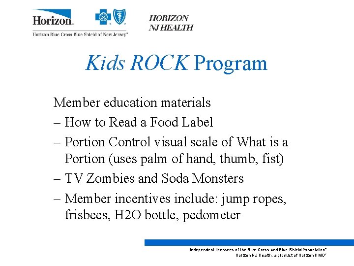 Kids ROCK Program Member education materials – How to Read a Food Label –