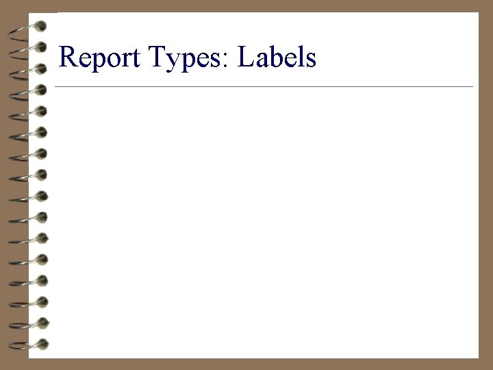 Report Types: Labels 