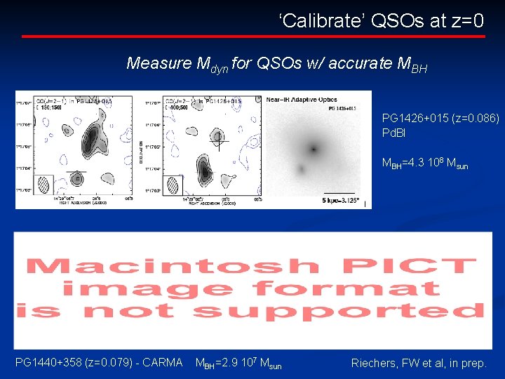 ‘Calibrate’ QSOs at z=0 Measure Mdyn for QSOs w/ accurate MBH PG 1426+015 (z=0.