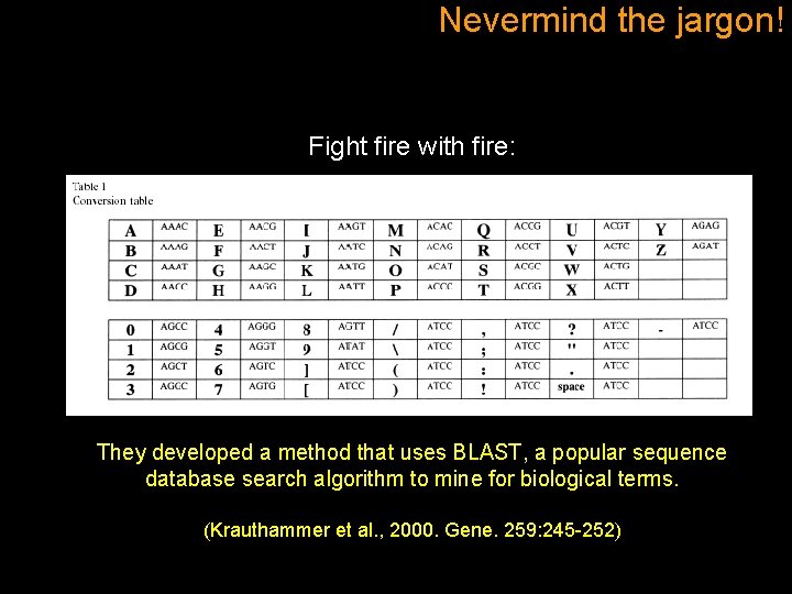 Nevermind the jargon! Fight fire with fire: They developed a method that uses BLAST,