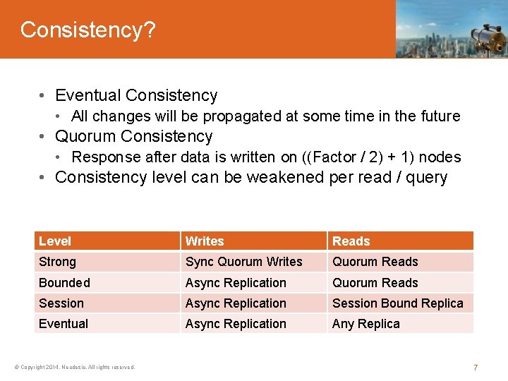 Consistency? • Eventual Consistency • All changes will be propagated at some time in