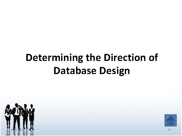 Determining the Direction of Database Design 9/26/2020 32 