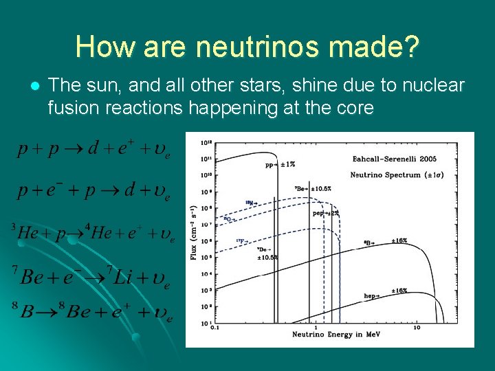 How are neutrinos made? l The sun, and all other stars, shine due to