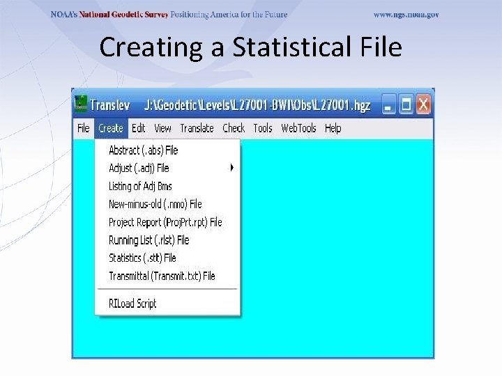 Creating a Statistical File 
