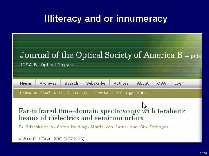 Illiteracy and or innumeracy Jacso 
