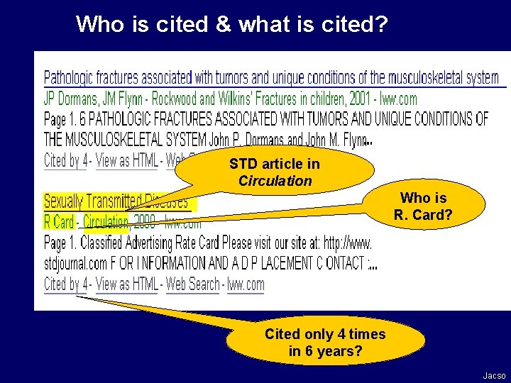 Who is cited & what is cited? STD article in Circulation Who is R.