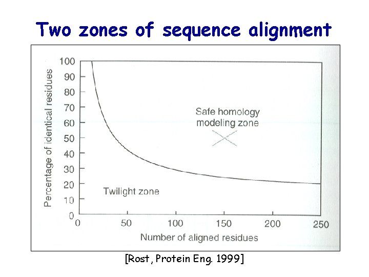 Two zones of sequence alignment [Rost, Protein Eng. 1999] 