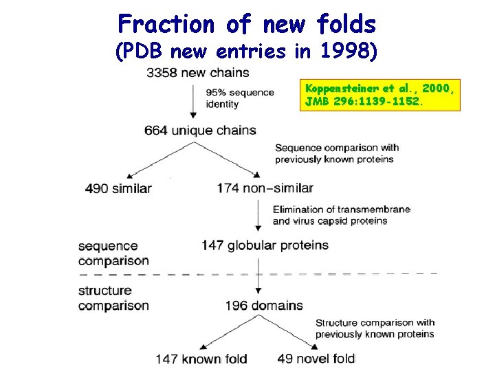 Fraction of new folds (PDB new entries in 1998) Koppensteiner et al. , 2000,