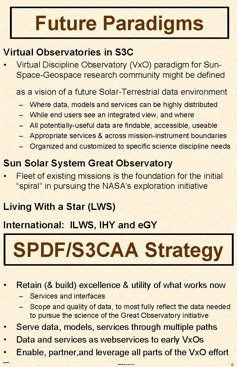 Future Paradigms Virtual Observatories in S 3 C • Virtual Discipline Observatory (Vx. O)