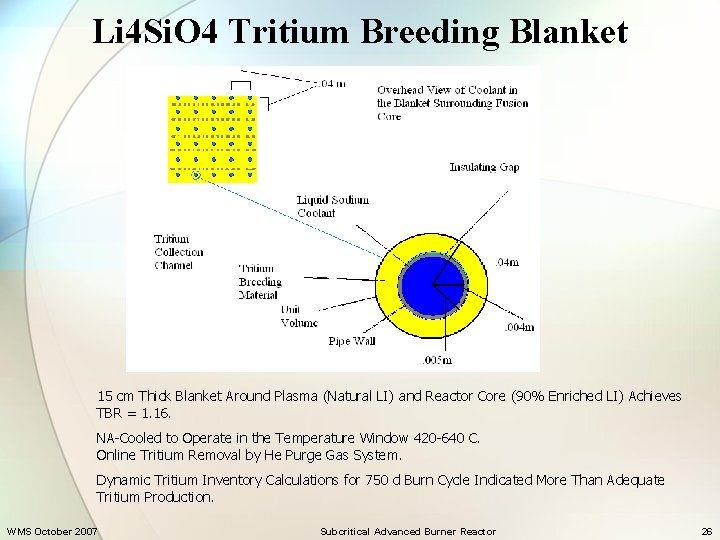 Li 4 Si. O 4 Tritium Breeding Blanket 15 cm Thick Blanket Around Plasma