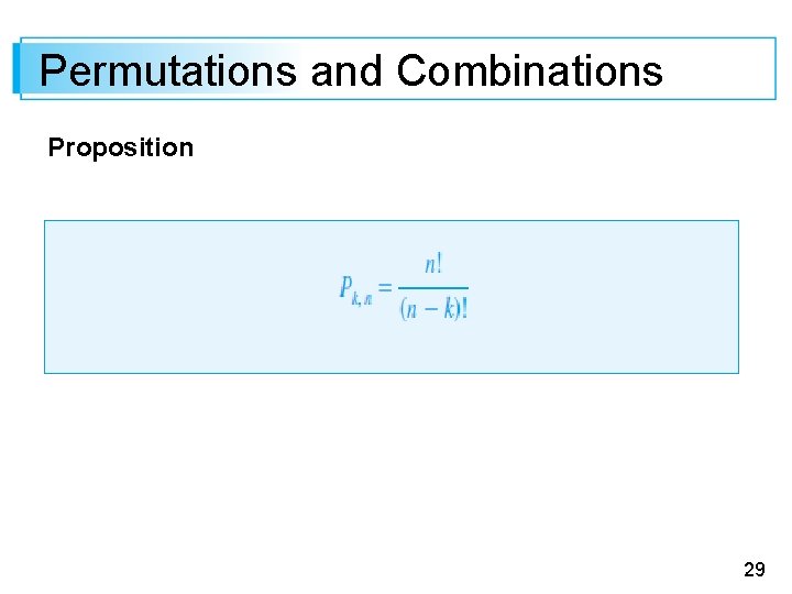 Permutations and Combinations Proposition 29 