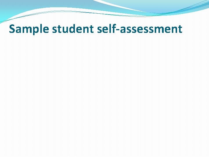 Sample student self-assessment 