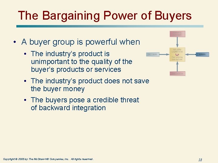 The Bargaining Power of Buyers • A buyer group is powerful when • The