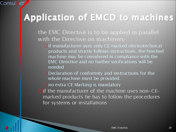 Application of EMCD to machines ◦ the EMC Directive is to be applied in