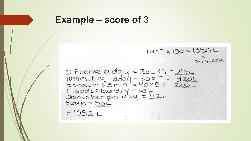 Example – score of 3 