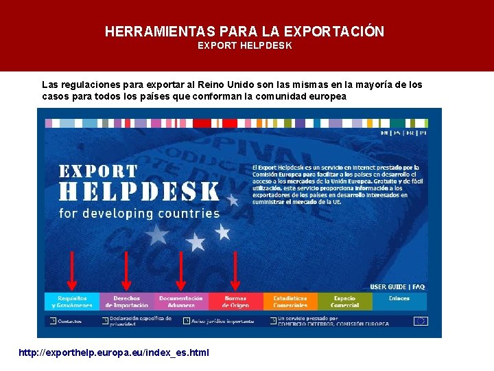 HERRAMIENTAS PARA LA EXPORTACIÓN EXPORT HELPDESK Las regulaciones para exportar al Reino Unido son